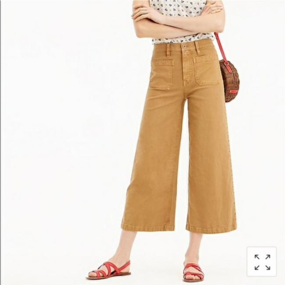 J. CREW POINT SUR Camel Tan Wide Leg High Waist Crop Pants